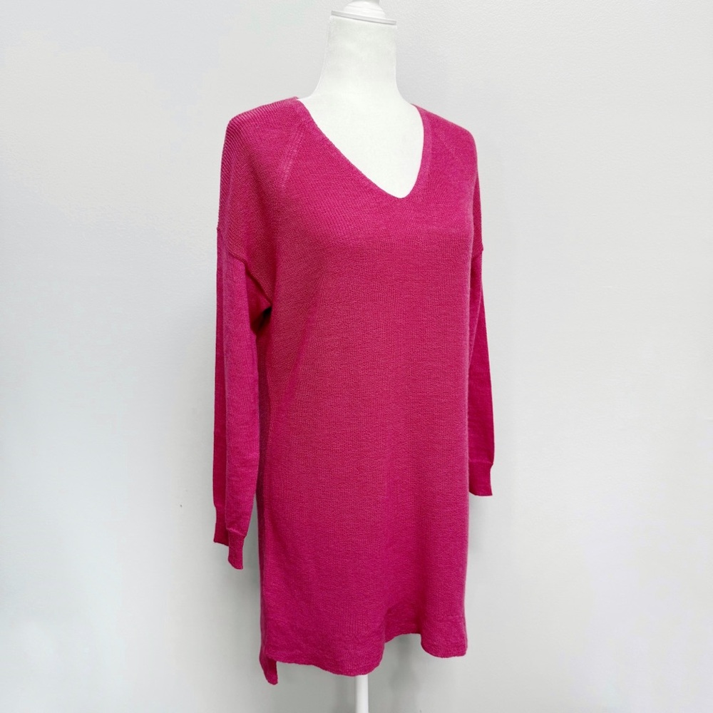 Eileen Fisher 100% Fine Wool V-Neck Tunic Sweater Sz M